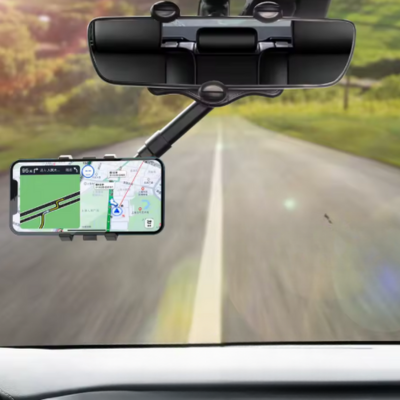 support telephone voiture retroviseur regard nature